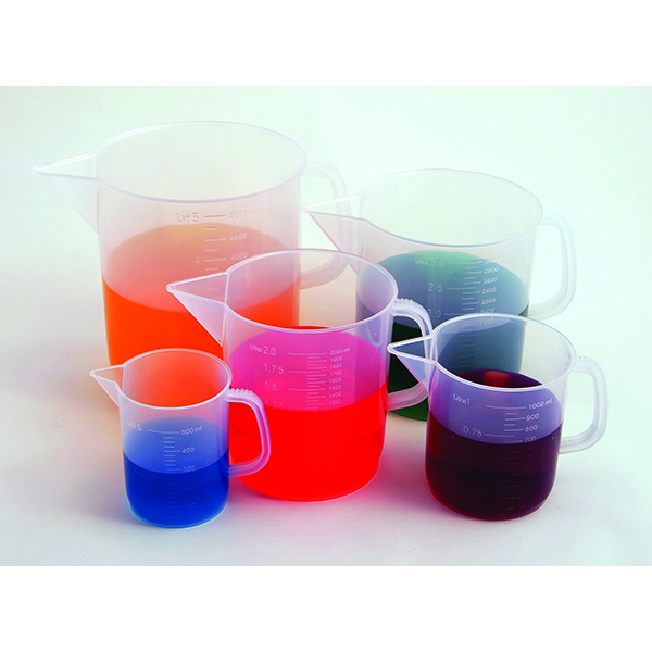 SET- 5 Polypropylene Beakers w/ handles